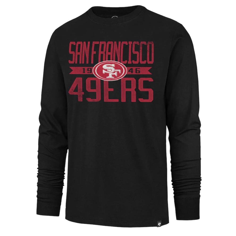 NFL San Francisco 49ers '47 Wide Out Franklin Long Sleeve T-Shirt Black NWT XXL